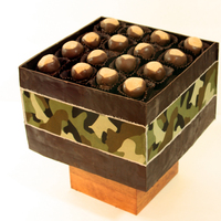 Box Of Chocolates "buckeye" Cake 100% edible without fondant. Chocolate fudge cake with chocolate frosting and buckeye candy for an Ohio State redneck's birthday.