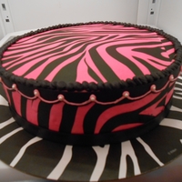 Pink Zebra Stripe Cake bc covered by sugar sheets, trim is mmf