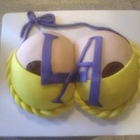 Laker's Girl Breasts For 21St Bday Lakers Girl breasts for my boyfriend's 21st. He's a big Lakers fan. I made the cake from two soccerball molds