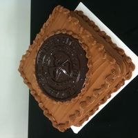 Texas A&m Groom's Cake Dark Chocolate cake w/Caramel Pecan Cheesecake filling and Chocolate Buttercream