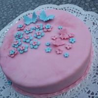 Pink-Blue Cake Cottage cheese and strawberry