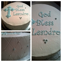 Baptism Cake This is my son's baptism cake - made with the crusting buttercream VIVA method recipe on this site. The paper towel method worked...