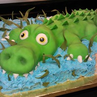 Alligator In The Water Cake Full Sheet Cake Half Chocolate Half Vanilla Gator Is Edible As Well Alligator in the water cake. Full sheet cake half chocolate half vanilla. Gator is edible as well!