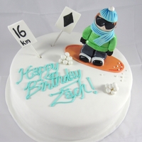 Snowboarding Cake 16th Birthday Snowboarding cake with snowboarding dude and slope signs