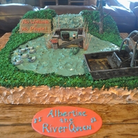 Wetlands Cake Chocolate cake with chocolate buttercream. Everything is edible, ducks, blind, airboat, everything!