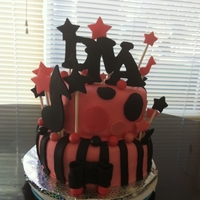 Birthday Cake My first 2 tier fondant covered cake, for a 21st birthday party. I used Duff's fondant for the pink and wilton's and duff's...