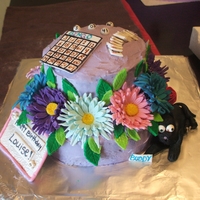 Birthday Cake For An Elderly Woman My grandma's friend was having a birthday, she loves her black cat Buddy, cards, Bingo, and flowers100% edible