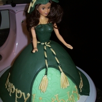 Scarlett O'hara Curtain Dress Birthday cake Gone With the Wind style. WASC cake with american buttercream, covered in MMF and gumpaste details.