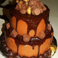 Reese's Cake Lots of different layers of chocolate cake , fillings and frosting!