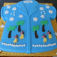 Hawaiian Shirt 4 x 8" dark chocolate mud with ganache, sand effect and fondant decorations