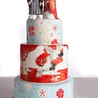 Painted Japanese Wedding Cake My Japanese-themed wedding cake for a contest. I won second prize! The cakes are painted with cocoa butter, with details from authentic...