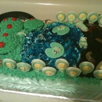 Dillon's Bugging Me Cake My cousin Dillon requested a "pond with bugs and stuff" for his 11th birthday party. This cake is 3 layers of sheet cake,...