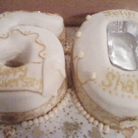 50Th Anniversary Cake Two french vanilla cakes. The '5' contains peanutbutter cup filling & the '0' contains fresh strawberry filling....