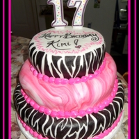 Pink/zebra Striped Birthday Cake I did this cake for a 17 year old who is into zebra print and hot pink!
