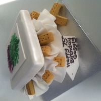 Gift Box Birthday Cake This cake was made for a scottish lady which is why I went for the shortbread gift box idea, her daughter asked me to incorporate a thistle...