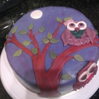 Birthday Party- Owl Theme First time decorating with fondant.