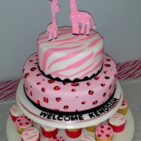 Pink Zebra And Cheetah Print Cake pink, cheetah, zebra, prints, giraffe, cupcakes