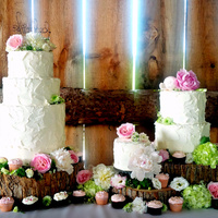 Rustic Romance Trio The tiered cakes had multiple flavours: Orange Poppy seed, Raspberry Lemonade, White Chocolate Strawberry & Chocolate.