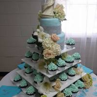 Tiffany Blue Wedding Cupcake Tower 2 *
