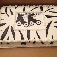 12 Sheet Cake With Zebra Print And Roller Skates 1/2 sheet cake with zebra print and roller skates