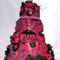 Live Laugh Love Cake 21st Birthday pink purple black live laugh love cake, four tiers of chocolate and red velvet filled with a whipped rich chocolate ganache...