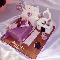 Teenager Bedroom Cake This cake is for a little girl who turned 13, covered all the elements they wanted a chocolate dressing table and bed, her dog she grew up...