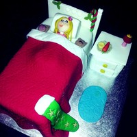 Christmas Eve Bed Cake With The Little Girl Waiting For Santa With Her Mince Pie And Carrot For Rudolph With One Eye Peaking To See Him Christmas Eve Bed cake - with the little girl waiting for Santa with her mince pie and carrot for Rudolph with one eye peaking to see him...