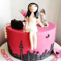 Sex And The City (Toronto Version) Bridal Shower Cake 8" with gumpaste decorations and non-edible marti glass.