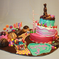 Sugar Rush (From Wreck-It Ralph) 3Rd Birthday Cake Sugar Rush cake for my daughter's birthday! All homemade and edible (except a few lollipop sticks, toothpicks, and cake supports).