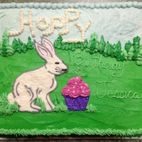 Hoppy Birthday Chocolate square cupcakes (20) topped with vanilla buttercream. Bunny was made using FBCT.