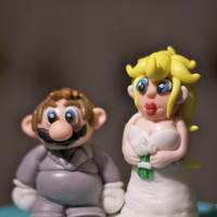 Mario & Peach Cake Topper Handmade Fondant Mario & Peach topper