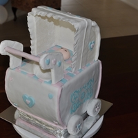 Pram Cake I made this cake for my own baby shower. Was heavily pregnant with number 3! 1st time using a stencil.