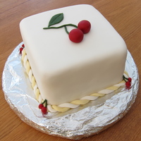 First Ever Fondant Cake Based On A Mr Kipling Bakewell Tart Ie Almonds And Cherries First ever fondant cake. Based on a Mr Kipling Bakewell tart i.e. almonds and cherries