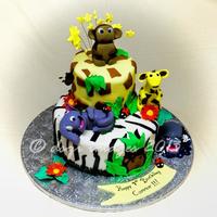 Chocolate Base Vanilla Top Jungle Cake chocolate base - vanilla top jungle cake