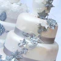 Wedding Cake White & Silver I was trying out some new techniques
