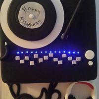 Dj Birthday Cake 3d turn table with working lights and fondant headphones
