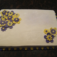 Purple & Yellow Button Flower Sheet Cake I made this cake for the workers at my church's VBS, but the design would also work great for a birthday cake. It is a 12"x18&...