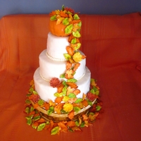 Fall Wedding Cake I made this cake for my parents 35th anniversary/vow renewal. Bottom tier is a basket with a 3 tiered ivory wedding cake and topped with a...