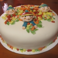 Muddy Boys In The Leaf Pile! Made this for our church picnic. It is an Orange/pumpkin/carrot cake, with Orange cream cheese buttercream. TFL. :)