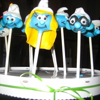 Smurf Pops These were made as a secondary treat to go with the birthday cake. The hats, Smurfette's hair and Vanity's flower are made from...