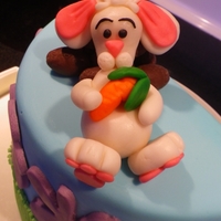 Bunny I was happy with my gum paste bunny. But my first attempt at laying fondant on a cake went horrible so I kind of gave up and slapped stuff...