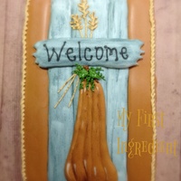 Give Thanks Royal iced cookie. Hand painted. Royal icing transfer