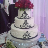 Simple Black And While Damask Cake Damask wedding cake