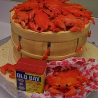 Bushel Of Md Blue Crabs The bushel basket is a 10"cake covered in fondant. The crabs are made out of bread.