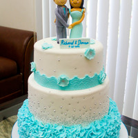 Blue Ruffles Wedding Cake 