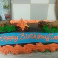 Hunting Cake Airbrushed camo, MMF details, buttercream icing.