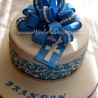 Gift Box Baptism Cake With Multi Loop Bow And Piped Details Gift box baptism cake with multi-loop bow and piped details.