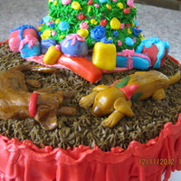 Sister's Christmas Birthday Cake I made this cake to look like my sister's livingroom at Christmas, with her 2 dogs sleeping by the tree