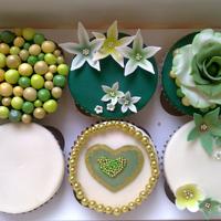 Green And Gold Theme Cupcakes / Mehendhi Theme Cupcakes 