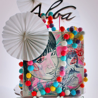 Cake Portrait Of Alba In this pastel illustration I designed and then hand paint.
